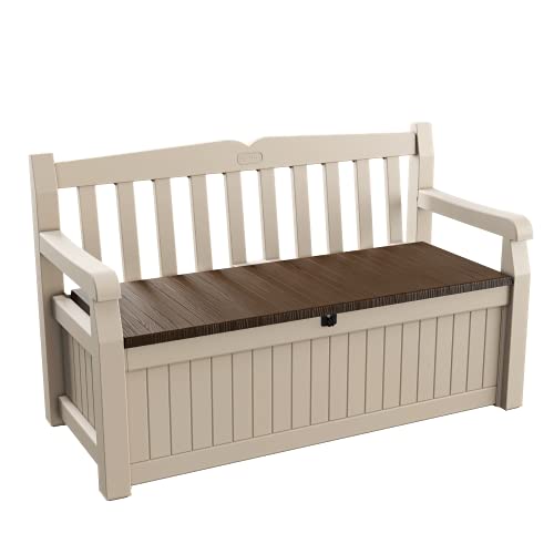 Keter Eden Bench 265L Outdoor 60% recycled Garden Furniture Storage Box Beige