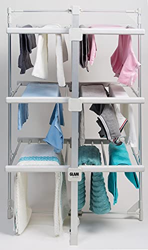 GlamHaus Electric Heated Clothes Airer Dryer Rack Aluminium