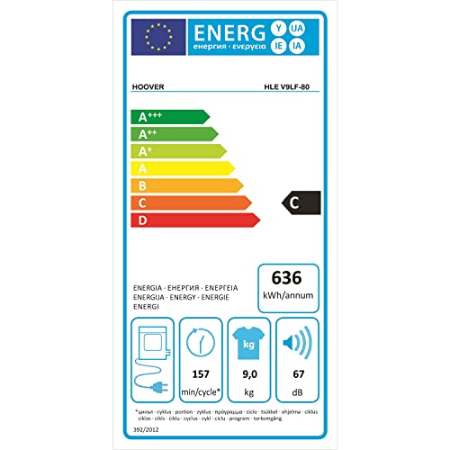 Hoover HLEV9LF 9Kg Vented Tumble Dryer in White Sensor NFC C Rated