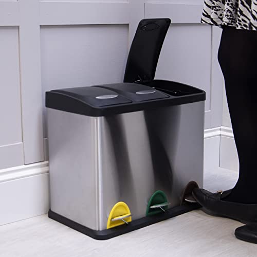 Maison & White Compact 24L (3 x 8L) Recycling Pedal Bin