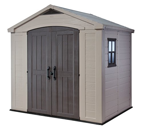 Keter Factor 8 x 6 ft Outdoor Storage Shed, Beige/Brown