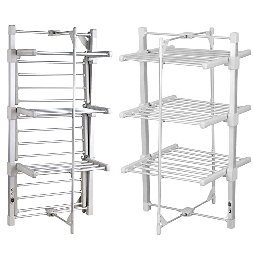 GlamHaus Electric Heated Clothes Airer Dryer Rack Aluminium