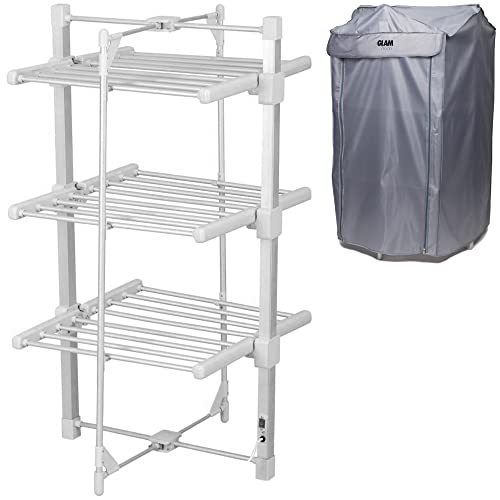 GlamHaus Electric Heated Clothes Airer Dryer Rack Aluminium