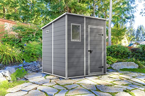 Keter Manor Pent Garden Storage Shed 6 x 6 feet - Grey, 200.6 cm*183.5 cm*183.0 cm