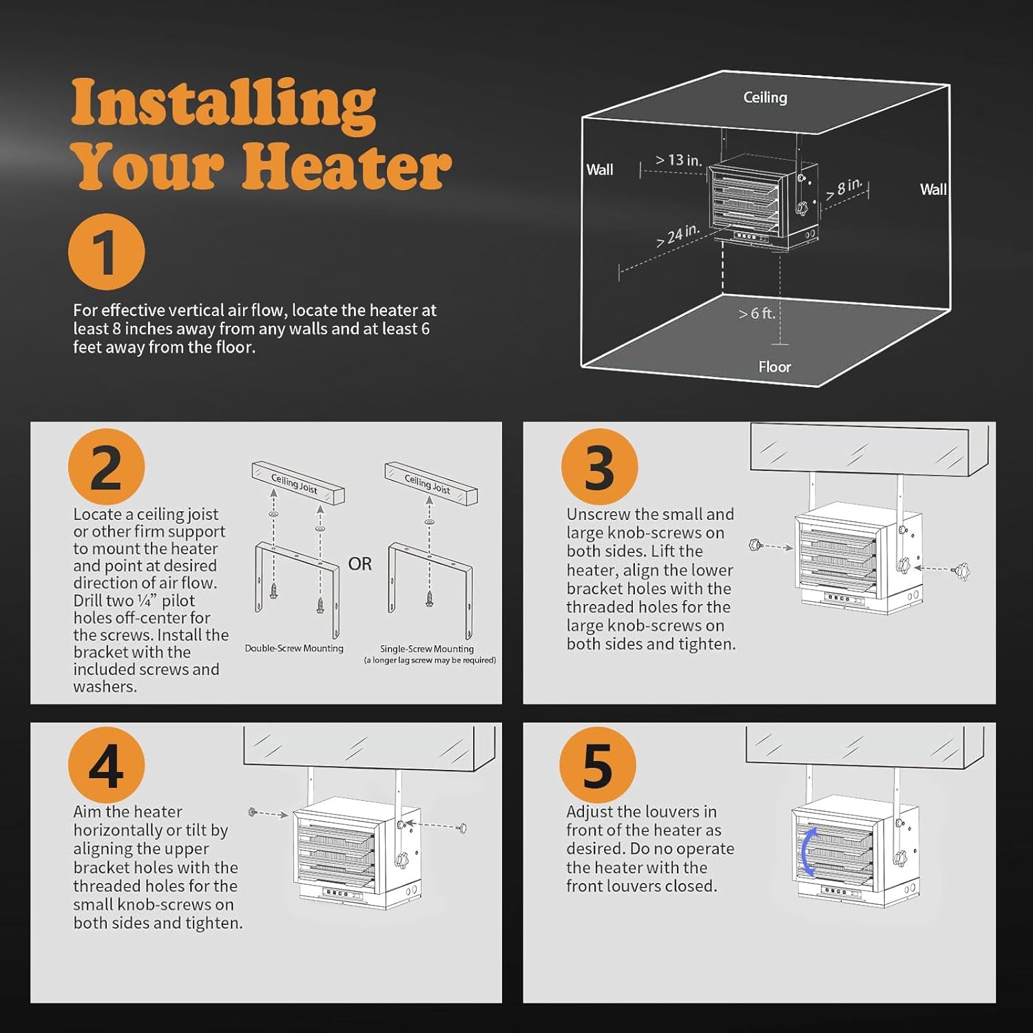 Electric Garage Heater 10000-Watt, 240V Hardwired Shop Heater with Full-Function Remote, Fan-Forced Garage Heaters for Indoor Use, Ceiling Mount Heater with 8-Hour Timer for Garage, Workshop